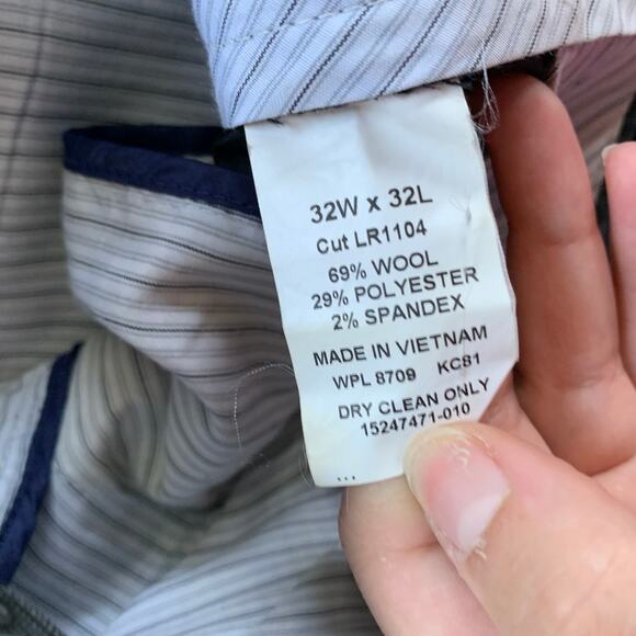 Kenneth Cole Pants Mens 32 x 30 Gray Slim Leg Pleated Trouser Wool Blend - Picture 7 of 7